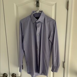David Donahue Blue Dress Shirt with Long Sleeves and Elegant Design